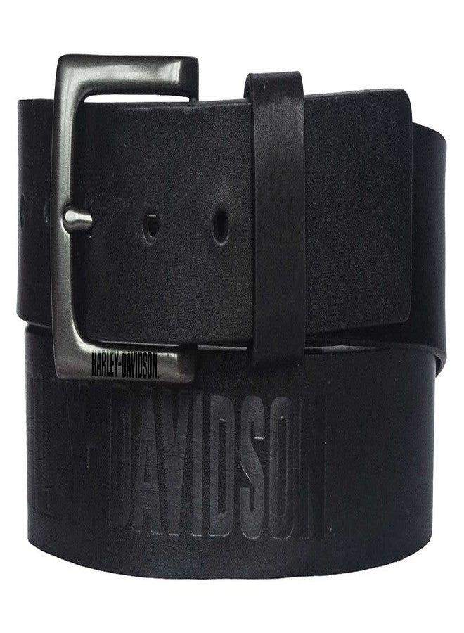 Harley-Davidson Men's Vintage Race Genuine Leather Belt - Solid Black (42)